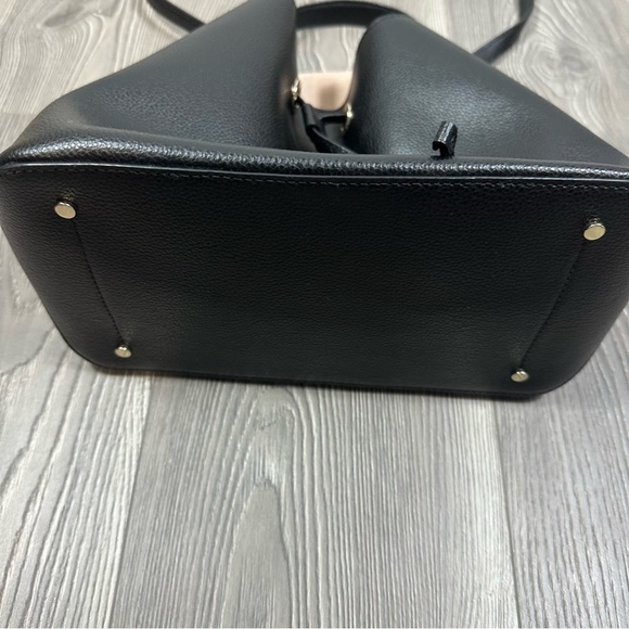Kate Spade Eva Large Black Leather Bucket Bag Gold Hardware Structured Tote - Picture 3 of 5